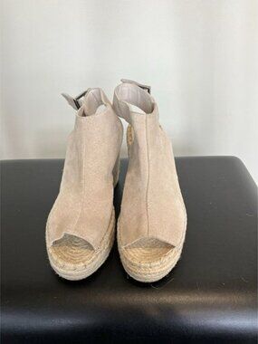 Kenneth Cole Olivia Espadrille Sandal Wedges, Size 8 Suede Upper Peek Toe Summer